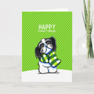 Weihnachtsschnee Shih Tzu B/W glückliche Feiertagskarte