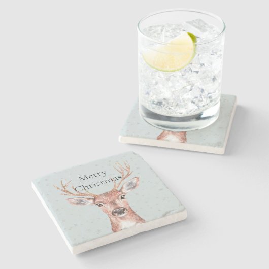 Weihnachtsschnee Steinuntersetzer (Seitenansicht)