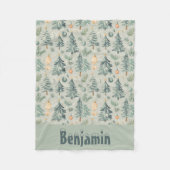 Weihnachtsschnee und Bäume grün mit Namen Fleecedecke (Vorderseite)