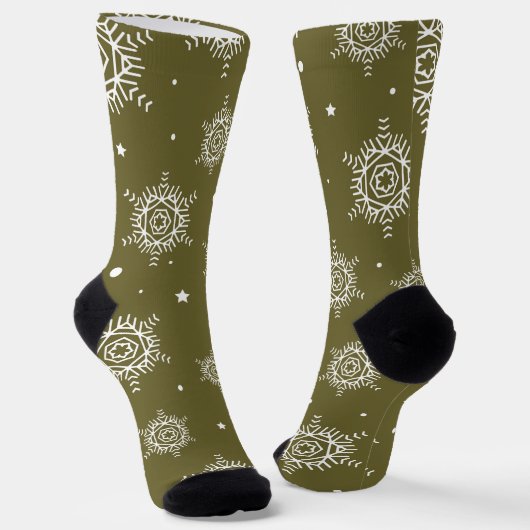 Weihnachtsschnee und grüner Baum Socken (Gewinkelt)