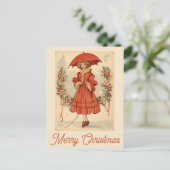 Weihnachtsschnee Viktorianische Frau Postkarte (Stehend Vorderseite)