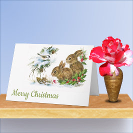 Weihnachtsschnee Vintage Bollen und Vögel Karte