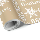 Weihnachtsschnee Wiederholungsname Personalisiert Geschenkpapier (Rolleneckpunkt)