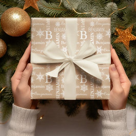 Weihnachtsschnee Wiederholungsname Personalisiert  Geschenkpapier
