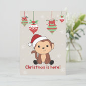 Weihnachtsschnee Wintertiere Affen Holid Feiertagskarte (Stehend Vorderseite)