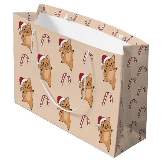 Weihnachtsschnee Wintertiere Katzen Große Geschenktüte (Rückseite Schrägansicht)