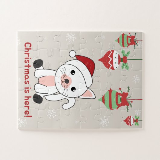 Weihnachtsschnee Wintertiere Katzen Jigsaw Puzz Puzzle (Horizontal)