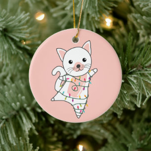 Weihnachtsschnee Wintertiere Katzen Keramik Orgel Ornament