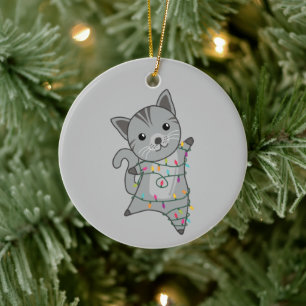 Weihnachtsschnee Wintertiere Katzen Keramik Orgel Ornament