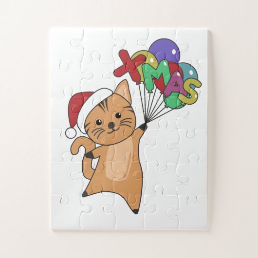 Weihnachtsschnee Wintertiere Katzen Puzzle (Vertikal)