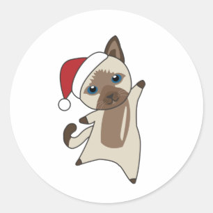 Weihnachtsschnee Wintertiere Katzen Runder Aufkleber