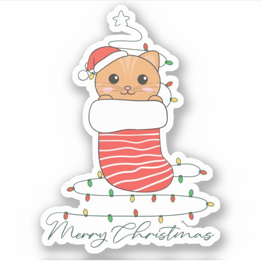 Weihnachtsschnee Wintertiere Katzen Sticker (Vorderseite)