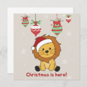 Weihnachtsschnee Wintertiere Löwen Einladung (Vorne/Hinten)