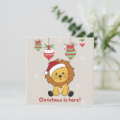 Weihnachtsschnee Wintertiere Löwen Einladung (Stehend Vorderseite)