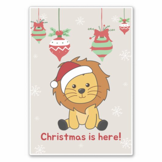 Weihnachtsschnee Wintertiere Löwen Sticker (Vorderseite)