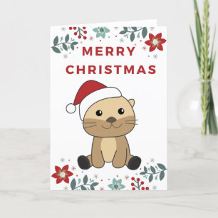 Weihnachtsschnee Wintertiere Otter Urlaub Feiertagskarte