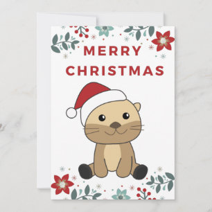 Weihnachtsschnee Wintertiere Otter Urlaub Feiertagskarte