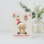 Weihnachtsschnee Wintertiere Otter Urlaub Feiertagspostkarte (Stehend Vorderseite)