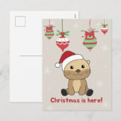 Weihnachtsschnee Wintertiere Otter Urlaub Feiertagspostkarte (Vorne/Hinten)