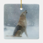 Weihnachtsschnee Wolf und Howling Keramikornament (Rückseite)
