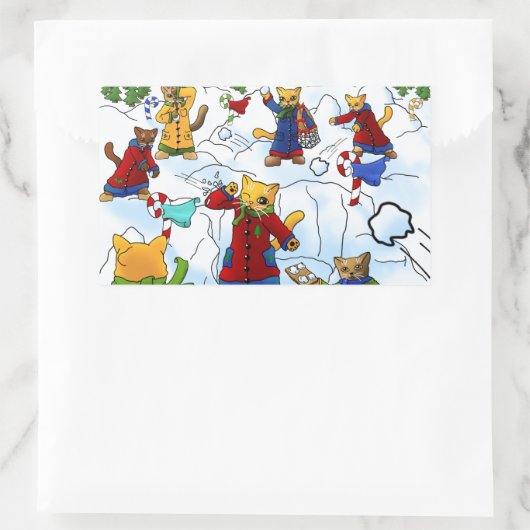 Weihnachtsschneeball kämpft Katzen Rechteckiger Aufkleber (Tasche)