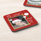 Weihnachtsschneebälle baumen rotes Foto Getränkeuntersetzer (Linke Seite)