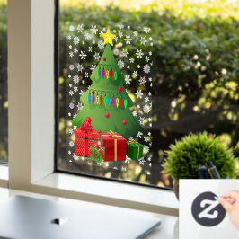 Weihnachtsschneebaum Zuhause Schaufenster 8x11 Vin Fensteraufkleber