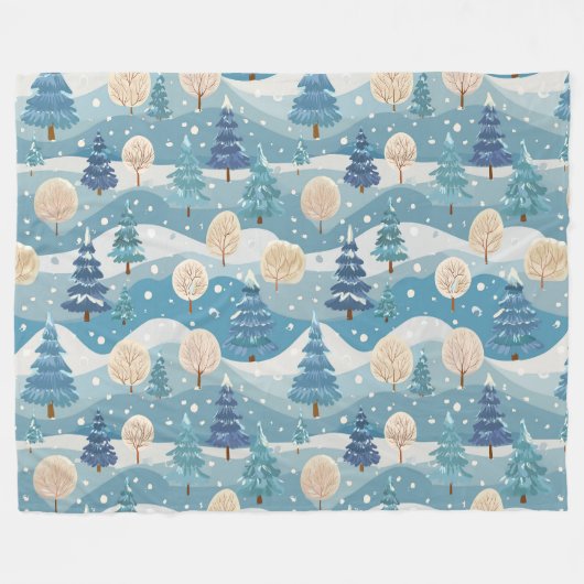 Weihnachtsschneebäume Fleecedecke (Vorderseite (Horizontal))