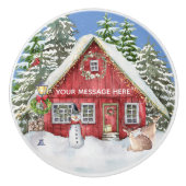 Weihnachtsschneebaume Hirsch Keramikknauf (Vorderseite)