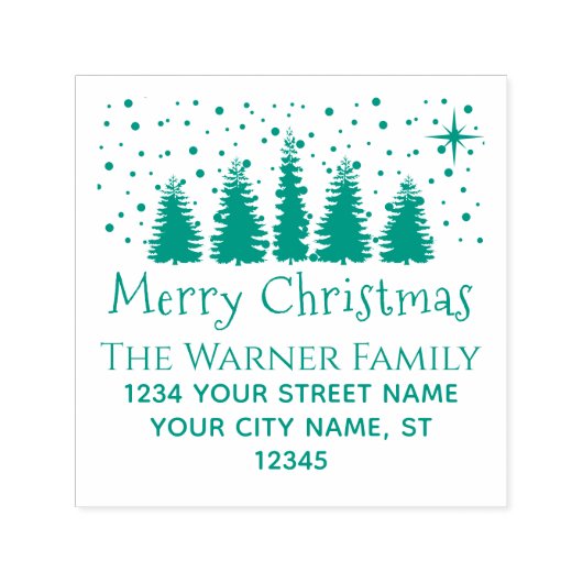 Weihnachtsschneebaumen Familienname Rücksendeadres Permastempel (Design)