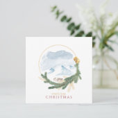 Weihnachtsschneebedeckter Berg Top Landschaftlich Feiertagskarte (Stehend Vorderseite)