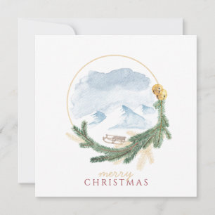 Weihnachtsschneebedeckter Berg Top Landschaftlich Feiertagskarte