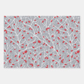 Weihnachtsschneebeeren | Gold/Grau/Rot/Wt | Geschenkpapier Set (Vorderseite 3)