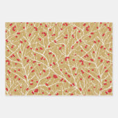 Weihnachtsschneebeeren | Gold/Grau/Rot/Wt | Geschenkpapier Set (Vorderseite 2)