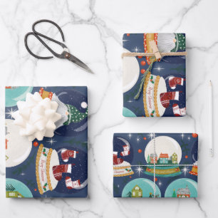 Weihnachtsschneedecke Gnome//Lebkuchen Haus Geschenkpapier Set