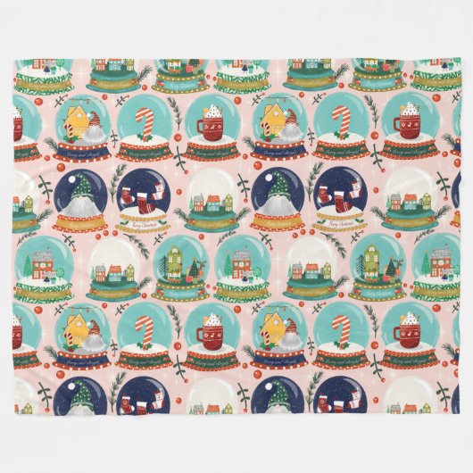 Weihnachtsschneedecke//Gnome//Lebkuchenhaus// Fleecedecke (Vorderseite (Horizontal))