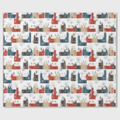 Weihnachtsschneedorf gemütlich festlich Nostalgie Geschenkpapier (Flach)