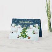 Weihnachtsschneedorf mit niedlichen Tieren Ankündigung (Vorderseite)