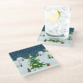 Weihnachtsschneedorf mit Weihnachtsbaum und Ai Glasuntersetzer (Schrägansicht)