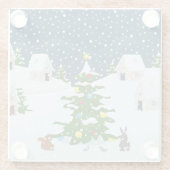 Weihnachtsschneedorf mit Weihnachtsbaum und Ai Glasuntersetzer (Rückseite)