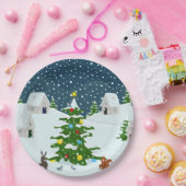 Weihnachtsschneedorf mit Weihnachtsbaum und Ai Pappteller (Party)