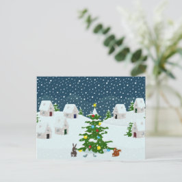 Weihnachtsschneedorf mit Weihnachtsbaum und Ai Postkarte