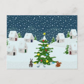 Weihnachtsschneedorf mit Weihnachtsbaum und Ai Postkarte (Vorderseite)