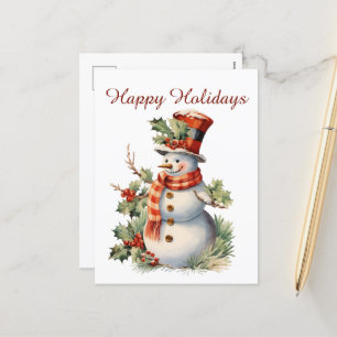 Weihnachtsschneefahrer hinzufügen Text Aquarell Ho Feiertagspostkarte