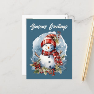 Weihnachtsschneefahrer hinzufügen Text Aquarell Ho Feiertagspostkarte