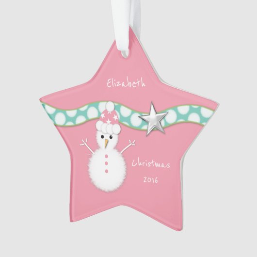 Weihnachtsschneefahrer Rosa-Star Ornament (Vorderseite)