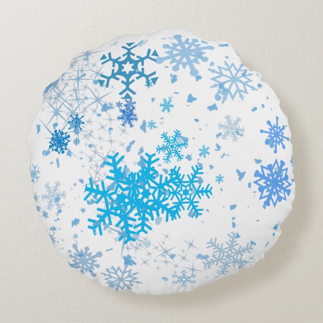 Weihnachtsschneefall Rundes Kissen (Rückseite)