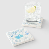 Weihnachtsschneefall Steinuntersetzer (Seitenansicht)