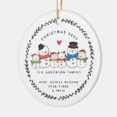 Weihnachtsschneefamilie von sechs Keramiken Orname Keramik Ornament (Links)