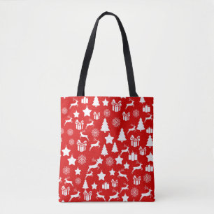 Weihnachtsschneeflocke auf abstraktem Rotbakkgrou Tasche